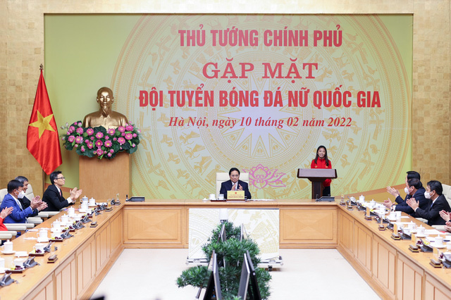 VĐV Huỳnh Như, đội trưởng đội tuyển bóng đá nữ Việt Nam phát biểu
